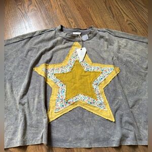 NWT Easel Oversized Patchwork Yellow and Floral Star